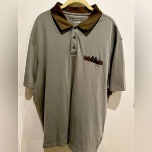 Untuckit Mens XXXl polo.  Grey with army green trim